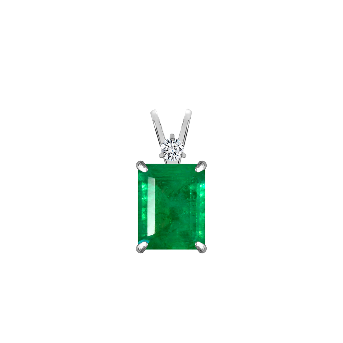 Emerald + Diamond Pendant in a white finish (sterling silver or 18k white gold)