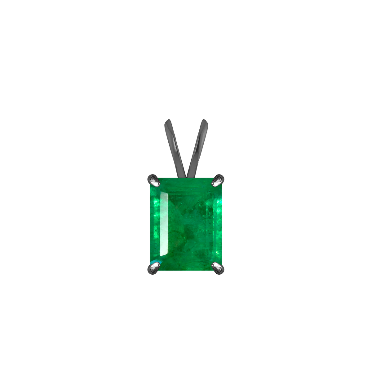 Emerald Pendant in black rhodium-plated silver