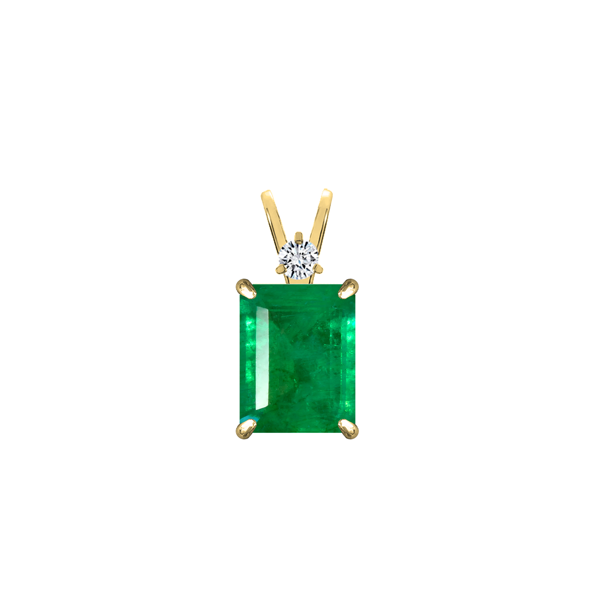 Emerald + Diamond Pendant in yellow gold-plated silver or 18k gold