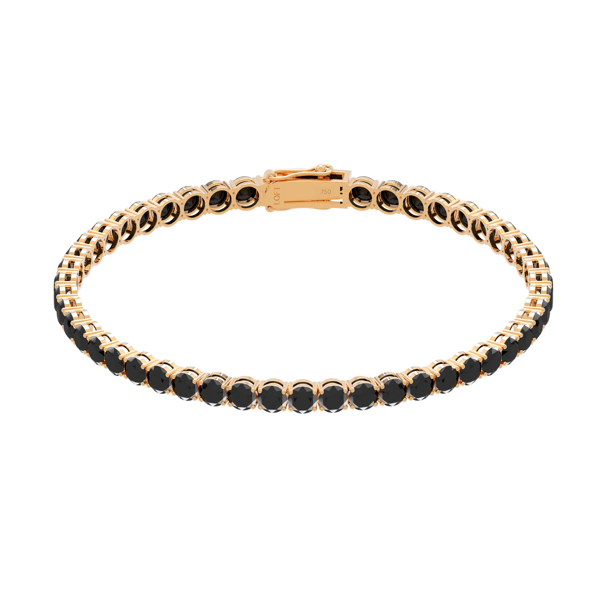 18k Gold Black Diamond Tennis Bracelet 4mm
