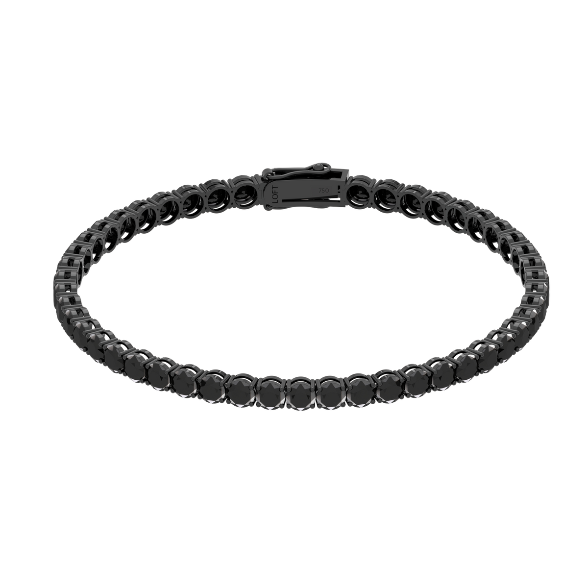 18k Gold Black Diamond Tennis Bracelet 4mm in black rhodium-plated 18k white gold
