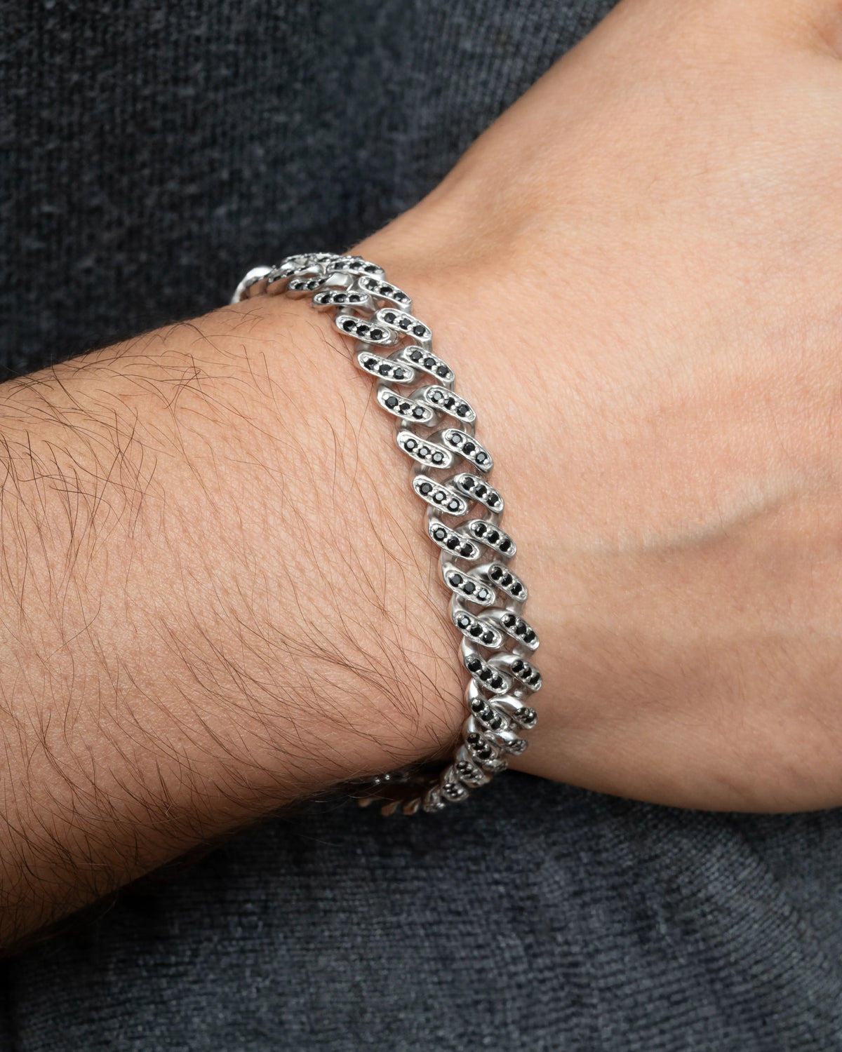Curb Bracelet – Black Spinels – view 2