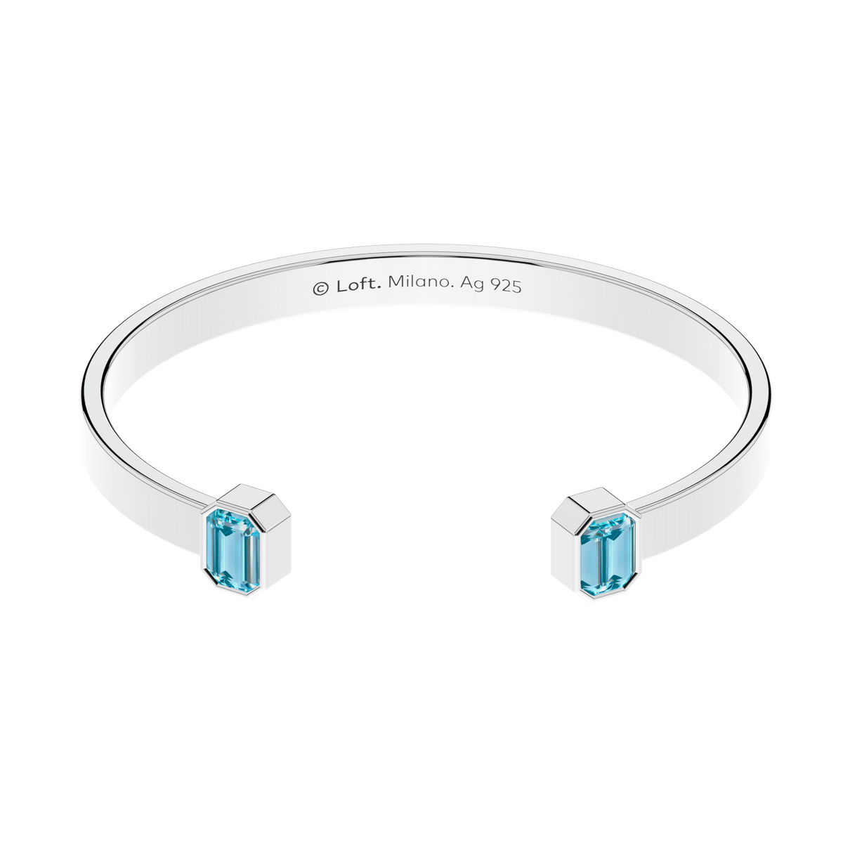 Milano Cuff Bracelet – Sky Blue Topaz in a white finish (sterling silver or 18k white gold)