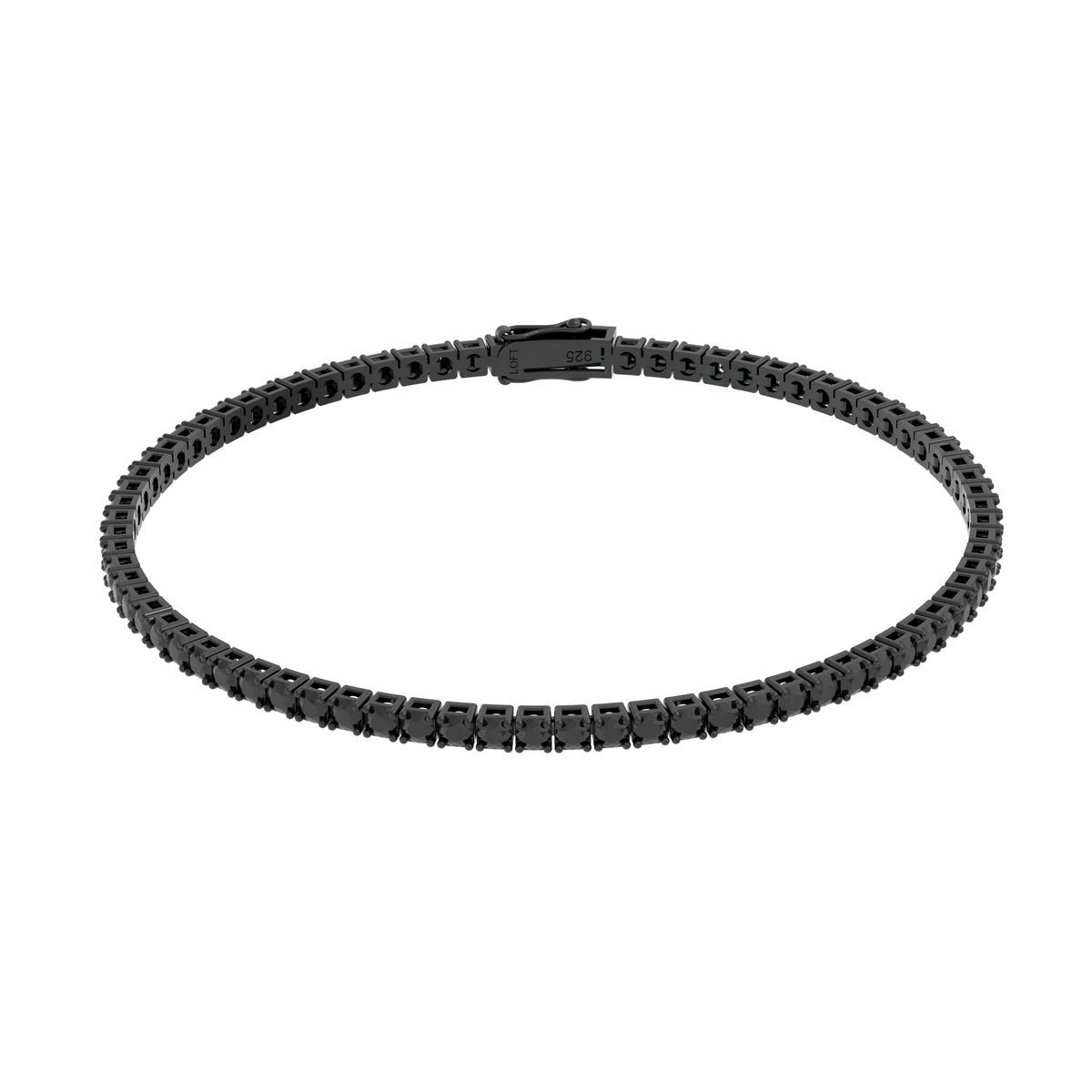 Black Diamond Tennis Bracelet 2mm 3pts in black rhodium-plated silver or black rhodium-plated 18k white gold