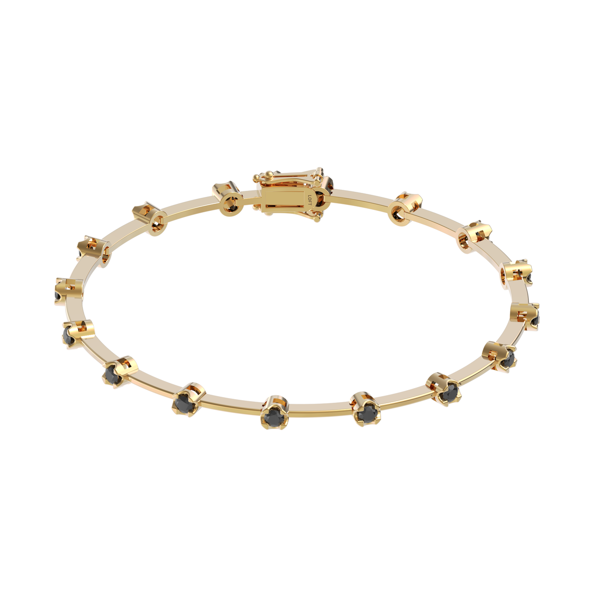 Black Diamond Knife-Edge Tennis Bracelet 2mm 3pts in yellow gold-plated silver or 18k gold
