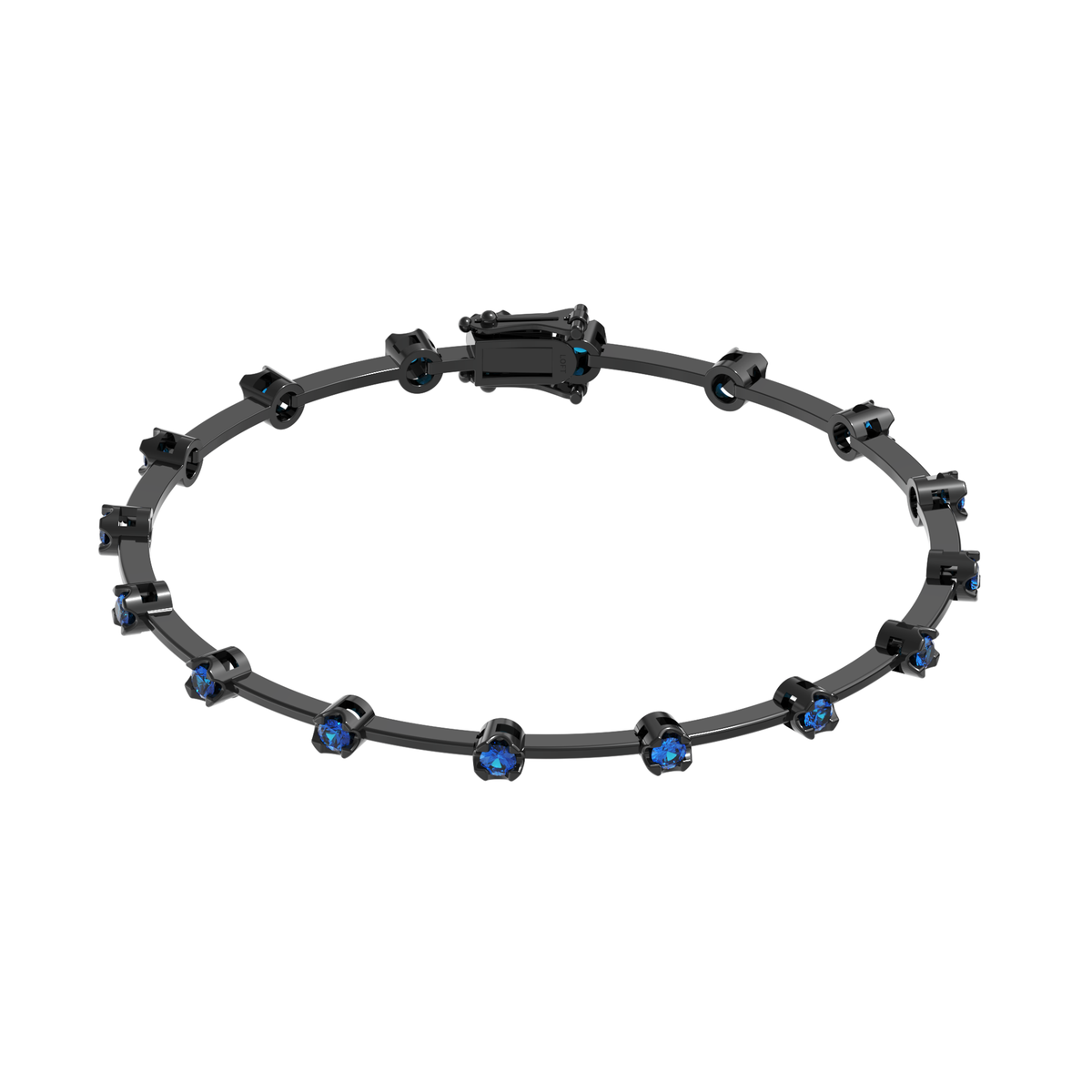 Sapphire Knife-Edge Tennis Bracelet 2mm 3pts in black rhodium-plated silver