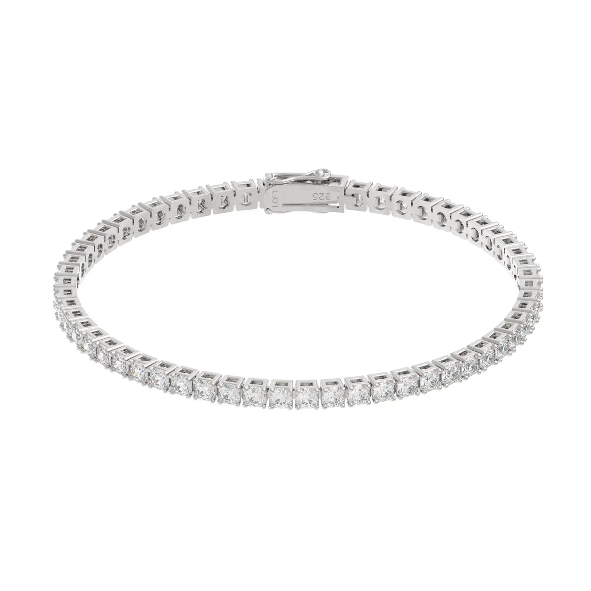 White Topaz Tennis Bracelet 3mm in white rhodium-plated silver or 18k white gold