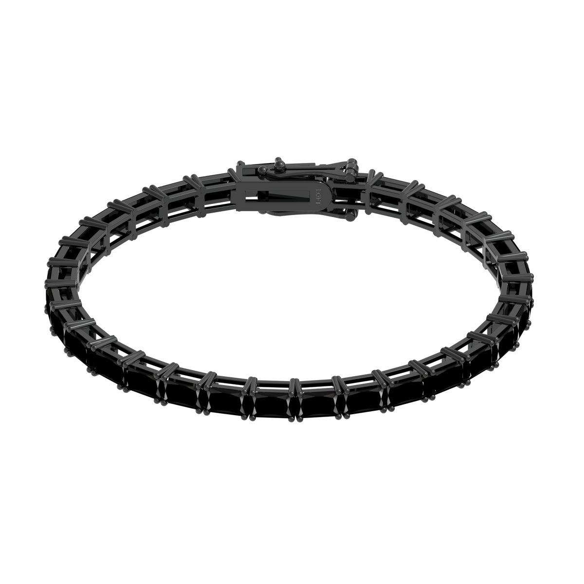 Black Spinel Rectangular Tennis Bracelet 3x5mm in black rhodium-plated silver or black rhodium-plated 18k white gold
