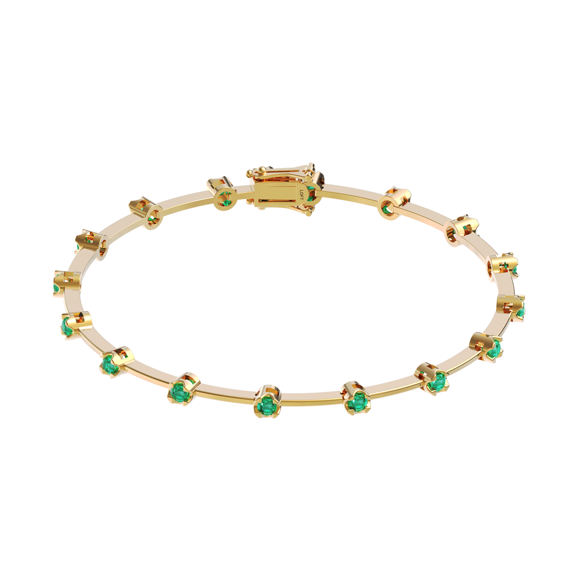 Emerald Knife-Edge Tennis Bracelet 2mm 3pts in yellow gold-plated silver or 18k gold