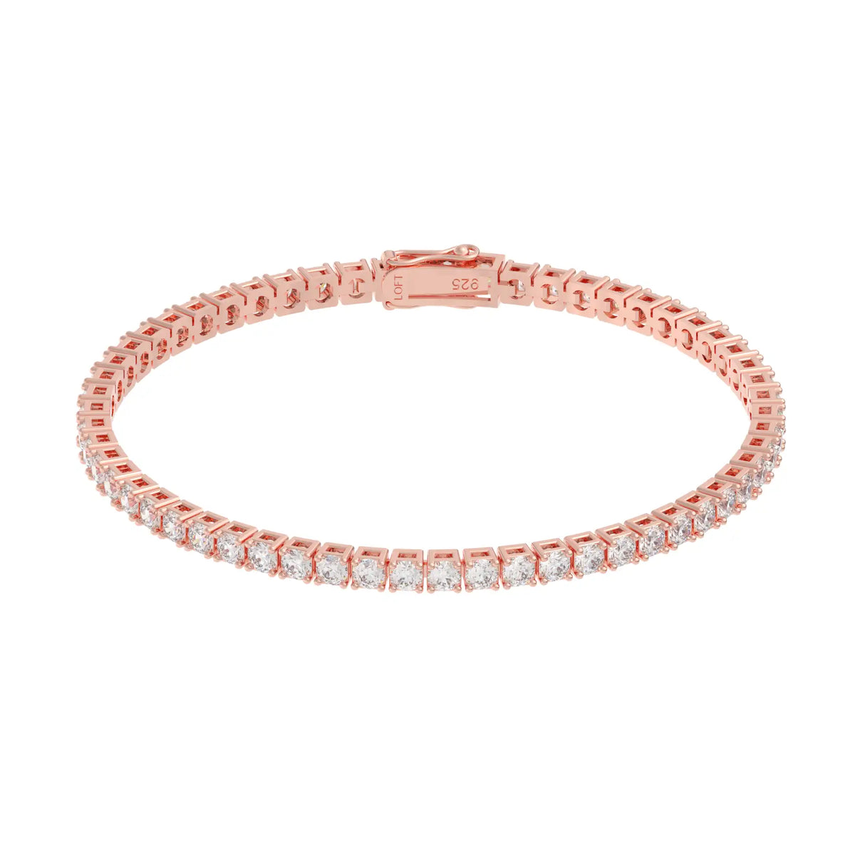 White Topaz Tennis Bracelet 3mm in 925 sterling silver