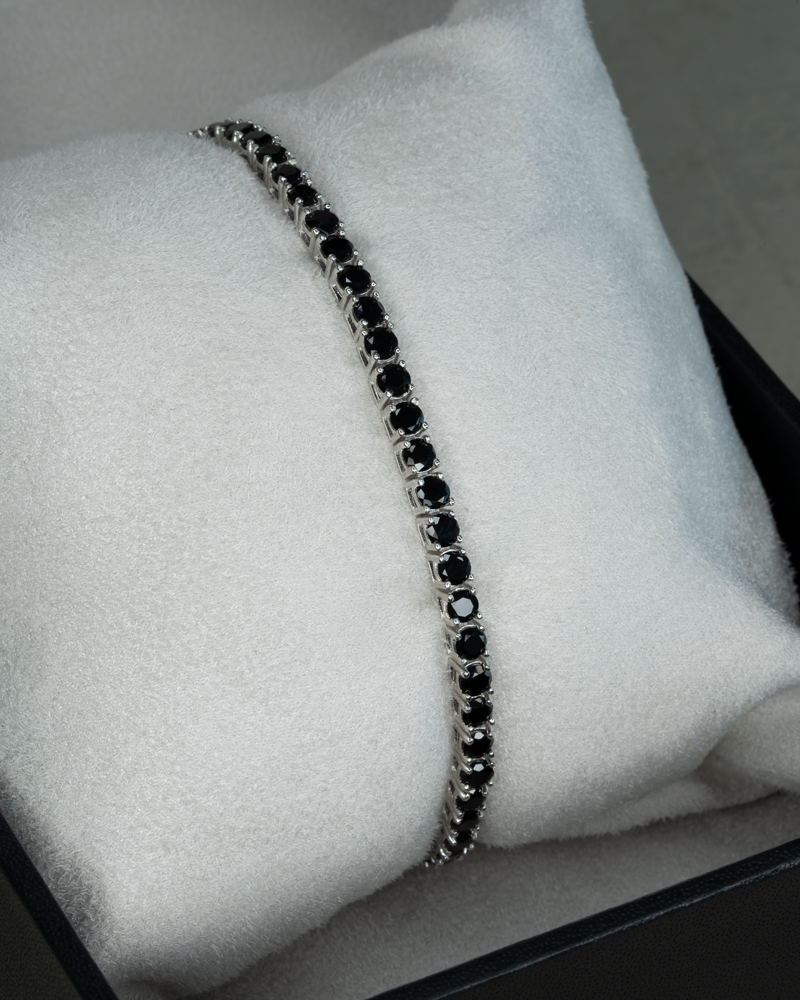 Black Spinel Tennis Bracelet 3mm – close-up detail