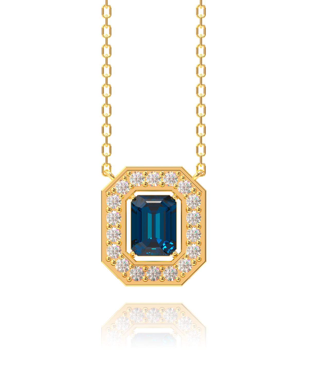Villa Necklace – London Blue Topaz in yellow gold-plated silver or 18k gold