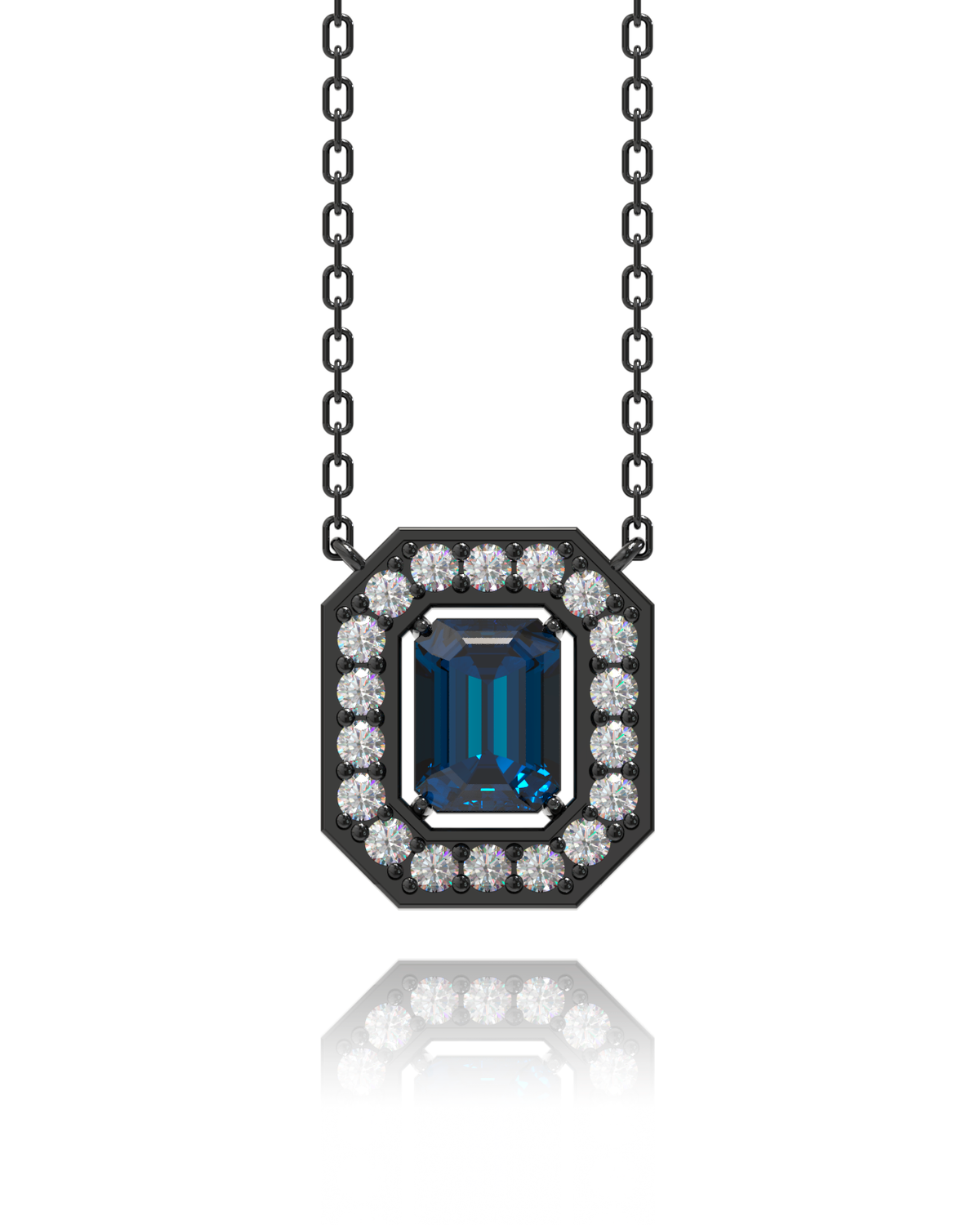 Villa Necklace – London Blue Topaz in black rhodium-plated silver