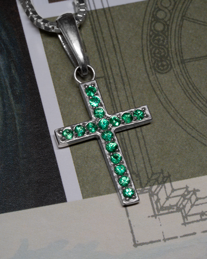Emerald Cross Necklace – view 2