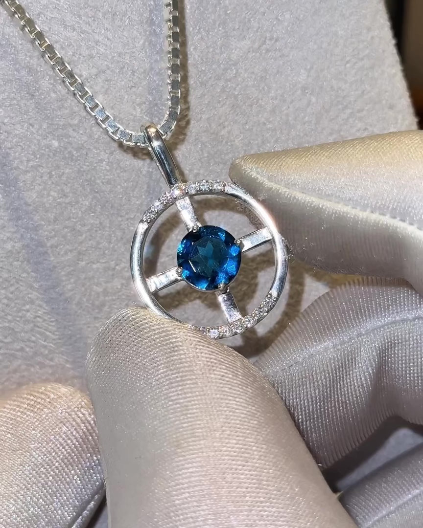 Arc Necklace – London Blue Topaz + Diamonds – video 2