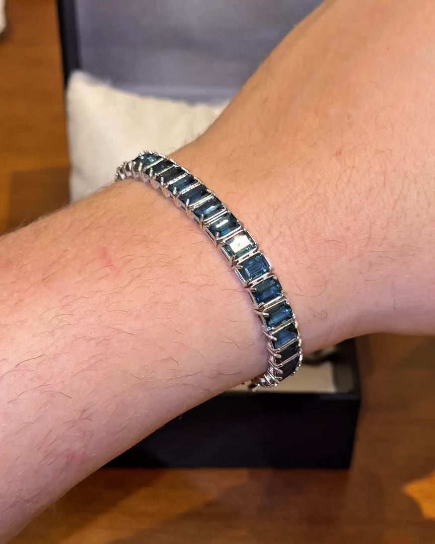 London Blue Topaz Rectangular Tennis Bracelet 4x6mm – video 2
