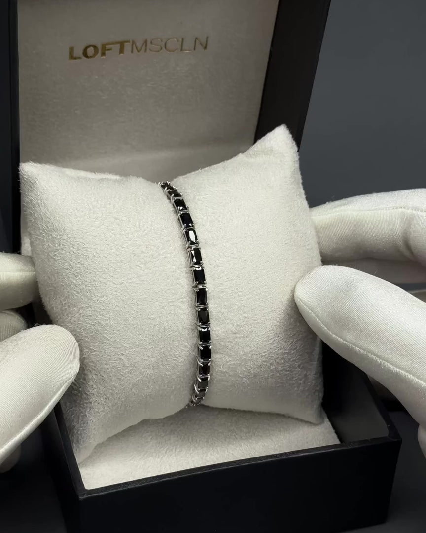 Black Spinel Rectangular Tennis Bracelet 3x5mm – video 2