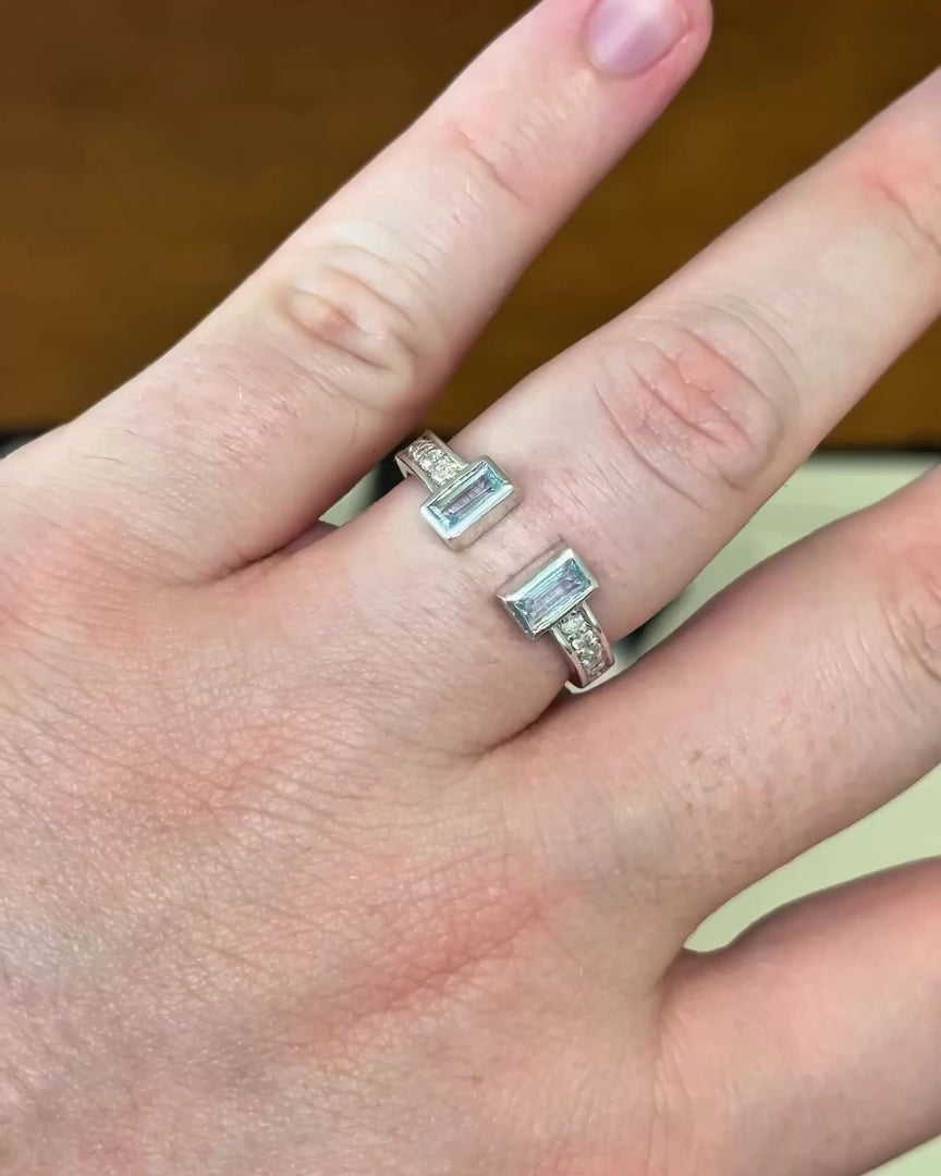 Ritz Ring – Sky Blue Topaz + Diamonds – video 2