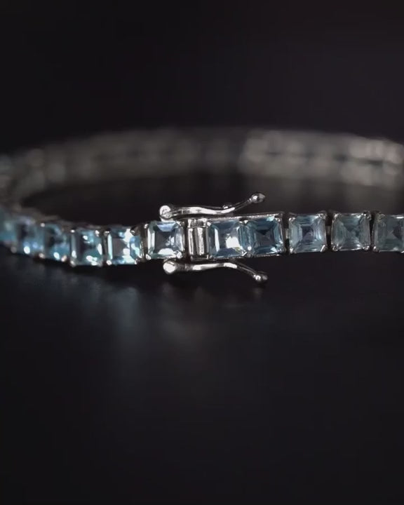 Sky Blue Topaz Tennis Bracelet 4mm – video 2