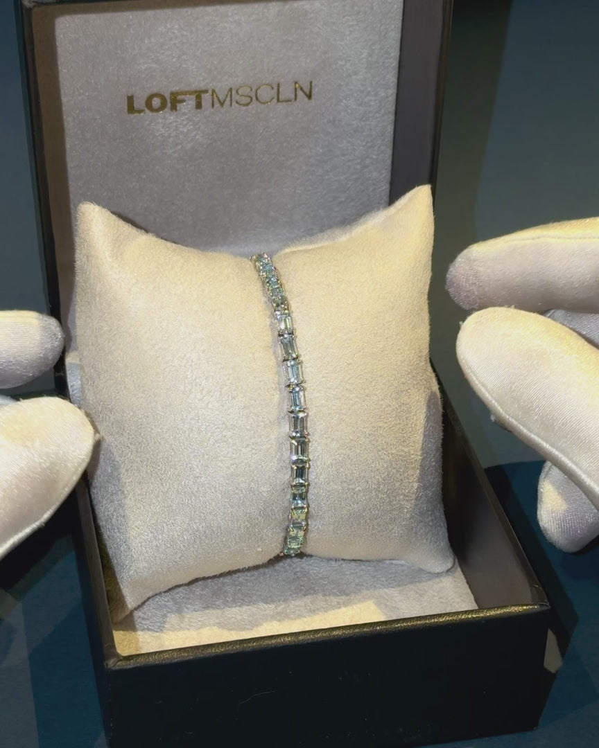 Aquamarine Rectangular Tennis Bracelet 3x5mm – video 2