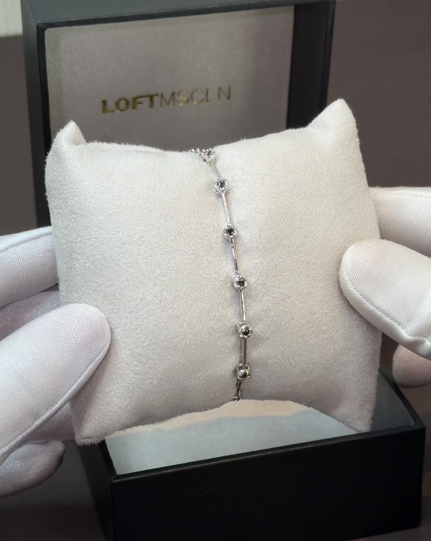 Black Diamond Knife-Edge Tennis Bracelet 2mm 3pts – video 2