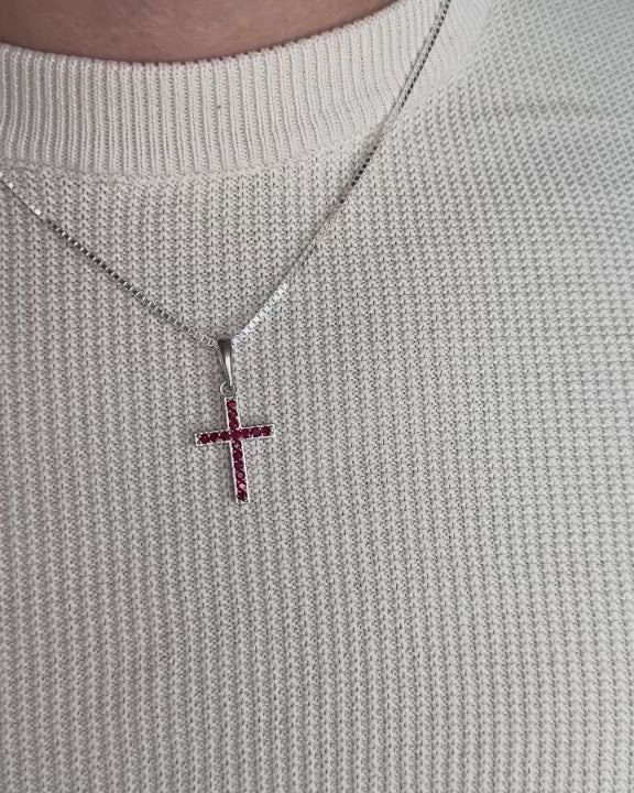 Ruby Cross Necklace – video 2