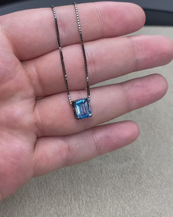 Swiss Blue Topaz Solitaire Necklace – video 2