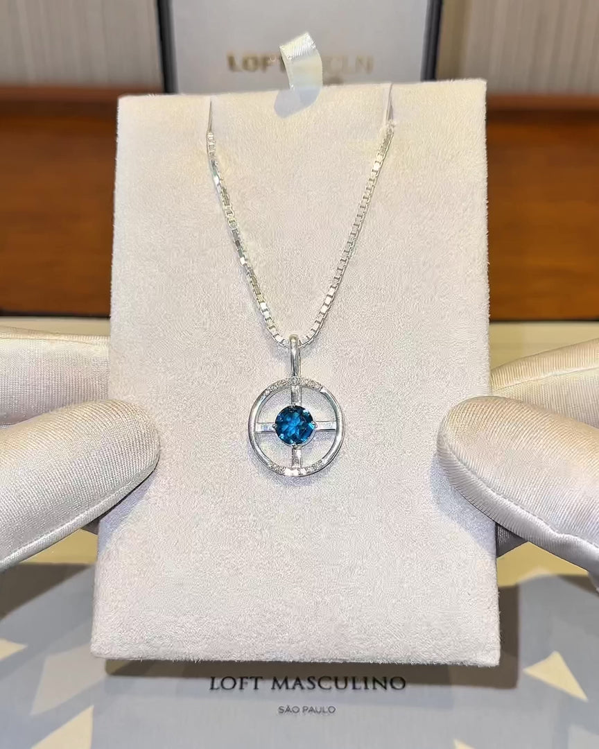 Arc Necklace – London Blue Topaz + Diamonds – video 1