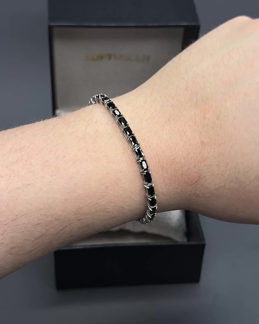 Black Spinel Rectangular Tennis Bracelet 3x5mm – video 1