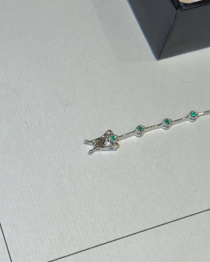 Emerald Knife-Edge Tennis Bracelet 2mm 3pts – video 2